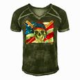 Baseball Skull 4Th Of July American Player Usa Flag Men's Short Sleeve V-neck 3D Print Retro Tshirt Green