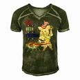 Bbq Beer Freedom Pig American Flag Men's Short Sleeve V-neck 3D Print Retro Tshirt Green