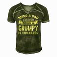 Being A Dad Is An Honor Being A Grumpy Is Priceless Grandpa Men's Short Sleeve V-neck 3D Print Retro Tshirt Green