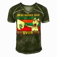 Best Husky Dad Ever I Love My Husky Men's Short Sleeve V-neck 3D Print Retro Tshirt Green