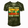 Best Tiger Dad Ever Happy Fathers Day Men's Short Sleeve V-neck 3D Print Retro Tshirt Green