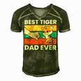 Best Tiger Dad Ever Men's Short Sleeve V-neck 3D Print Retro Tshirt Green