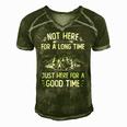 Camping - Not Here For A Long Time Just Here For A Good Time Men's Short Sleeve V-neck 3D Print Retro Tshirt Green