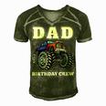 Dad Birthday Crew Monster Truck Theme Party Men's Short Sleeve V-neck 3D Print Retro Tshirt Green