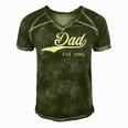 Dad Est2005 Perfect Fathers Day Great Gift Love Daddy Dear Men's Short Sleeve V-neck 3D Print Retro Tshirt Green