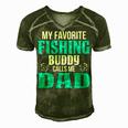 Dad Fishing Gift My Favorite Fishing Buddy Calls Me Dad Men's Short Sleeve V-neck 3D Print Retro Tshirt Green