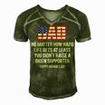 Dad No Matter How Hard Life Gets At Least Happy Fathers Day Men's Short Sleeve V-neck 3D Print Retro Tshirt Green