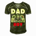 Dad Of Birthday Boy Time To Level Up Video Game Birthday Men's Short Sleeve V-neck 3D Print Retro Tshirt Green
