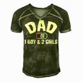 Dad Of One Boy And Two Girls Men's Short Sleeve V-neck 3D Print Retro Tshirt Green