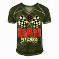 Dad Pit Crew Race Car Birthday Party Racing Family Men's Short Sleeve V-neck 3D Print Retro Tshirt Green