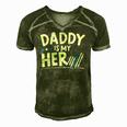 Daddy Is My Hero Kids Police Thin Blue Line Law Enforcement Men's Short Sleeve V-neck 3D Print Retro Tshirt Green