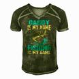 Daddy Is My Name Fishing Is My Game Funny Fishing Gifts Men's Short Sleeve V-neck 3D Print Retro Tshirt Green