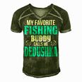 Dedushka Grandpa Fishing Gift My Favorite Fishing Buddy Calls Me Dedushka Men's Short Sleeve V-neck 3D Print Retro Tshirt Green
