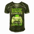 Elementary Complete Time To Level Up Kids Graduation Men's Short Sleeve V-neck 3D Print Retro Tshirt Green