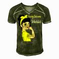 Ewings Sarcoma Warrior Strong Women Yellow Women Ewings Sarcoma Ewings Sarcoma Awareness Men's Short Sleeve V-neck 3D Print Retro Tshirt Green