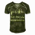 Faith Hope Love Asthma Awareness Heartbeat Christian Cross Grey Ribbon Asthma Asthma Awareness Men's Short Sleeve V-neck 3D Print Retro Tshirt Green