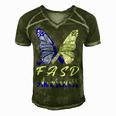 Fasd Awareness Butterfly Blue And Grey Ribbon Fetal Alcohol Spectrum Disorder Fetal Alcohol Spectrum Disorder Awareness Men's Short Sleeve V-neck 3D Print Retro Tshirt Green