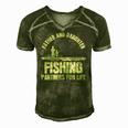 Father & Daughter Fishing Partners - Fathers Day Gift Men's Short Sleeve V-neck 3D Print Retro Tshirt Green