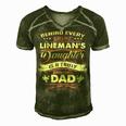 Father Grandpa Behind Every Great Lineman Daughter Is A Truly Amazing Dad480 Family Dad Men's Short Sleeve V-neck 3D Print Retro Tshirt Green