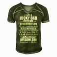 Father Grandpa I Am A Lucky Dad Fathers Day From Stubborn Son25 Family Dad Men's Short Sleeve V-neck 3D Print Retro Tshirt Green