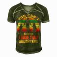 Father Grandpa You Cant Scare Me I Have Two Daughters Vintage Sunset 22 Family Dad Men's Short Sleeve V-neck 3D Print Retro Tshirt Green