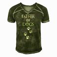 Father Of Dogs Paw Prints Men's Short Sleeve V-neck 3D Print Retro Tshirt Green