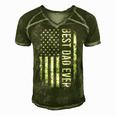 Fathers Day Best Dad Ever American Flag Men's Short Sleeve V-neck 3D Print Retro Tshirt Green