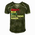 Fathers Day Daddy Man Myth Cute Twins Maker Vintage Gift Men's Short Sleeve V-neck 3D Print Retro Tshirt Green
