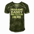Fathers Day Gift From Wife Husband Daddy Protector Hero Men's Short Sleeve V-neck 3D Print Retro Tshirt Green
