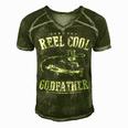 Fishing Reel Cool Godfather Men's Short Sleeve V-neck 3D Print Retro Tshirt Green