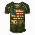 Fourth Of July Red White And Boom Fireworks Finale Usa Flag Men's Short Sleeve V-neck 3D Print Retro Tshirt Green