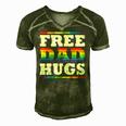 Free Dad Hugs Rainbow Lgbt Pride Fathers Day Gift Men's Short Sleeve V-neck 3D Print Retro Tshirt Green