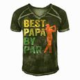 Funny Best Papa By Par Fathers Day Golf Gift Grandpa Men's Short Sleeve V-neck 3D Print Retro Tshirt Green