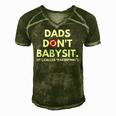 Funny Dads Dont Babysit Its Called Parenting Men's Short Sleeve V-neck 3D Print Retro Tshirt Green