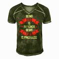 Funny Fathers Day Grandpa Being Papa Is Priceless Fun Men's Short Sleeve V-neck 3D Print Retro Tshirt Green