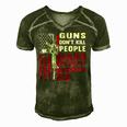 Guns Dont Kill People Dads With Pretty Daughters Humor Dad Men's Short Sleeve V-neck 3D Print Retro Tshirt Green