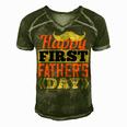 Happy First Fathers Day Dad T-Shirt Men's Short Sleeve V-neck 3D Print Retro Tshirt Green