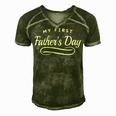 Happy First Fathers Day - New Dad Gift Men's Short Sleeve V-neck 3D Print Retro Tshirt Green