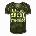 Happy Last Day Of School Retro Peace Out 7Th Grade Men's Short Sleeve V-neck 3D Print Retro Tshirt Green