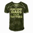 Hipster Fathers Day Gift For Men Awesome Dads Have Tattoos Men's Short Sleeve V-neck 3D Print Retro Tshirt Green
