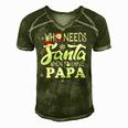 Holiday Christmas Who Needs Santa When You Have Papa Men's Short Sleeve V-neck 3D Print Retro Tshirt Green
