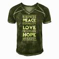 Human Kindness Peace Equality Love Inclusion Diversity Men's Short Sleeve V-neck 3D Print Retro Tshirt Green