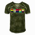 Human Lgbt Flag Gay Pride Month Transgender Men's Short Sleeve V-neck 3D Print Retro Tshirt Green