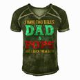 I Have Two Titles Dad And Pops And Rock Both For Grandpa Men's Short Sleeve V-neck 3D Print Retro Tshirt Green