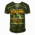 I Have Two Titles Fisherman Dad Bass Fishing Fathers Day Men's Short Sleeve V-neck 3D Print Retro Tshirt Green