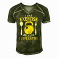 I Like Exercise Because I Love Eating Gym Workout Fitness Men's Short Sleeve V-neck 3D Print Retro Tshirt Green