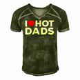 I Love Hot Dads Red Heart Funny Men's Short Sleeve V-neck 3D Print Retro Tshirt Green