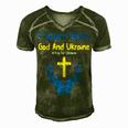 I Stand With God And Ukraine Christian Cross Faith Christ Men's Short Sleeve V-neck 3D Print Retro Tshirt Green