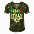 Italy Drinking Team Men's Short Sleeve V-neck 3D Print Retro Tshirt Green