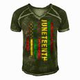 Juneteenth Us Flag Black King Melanin Dad Men Fathers Day Men's Short Sleeve V-neck 3D Print Retro Tshirt Green